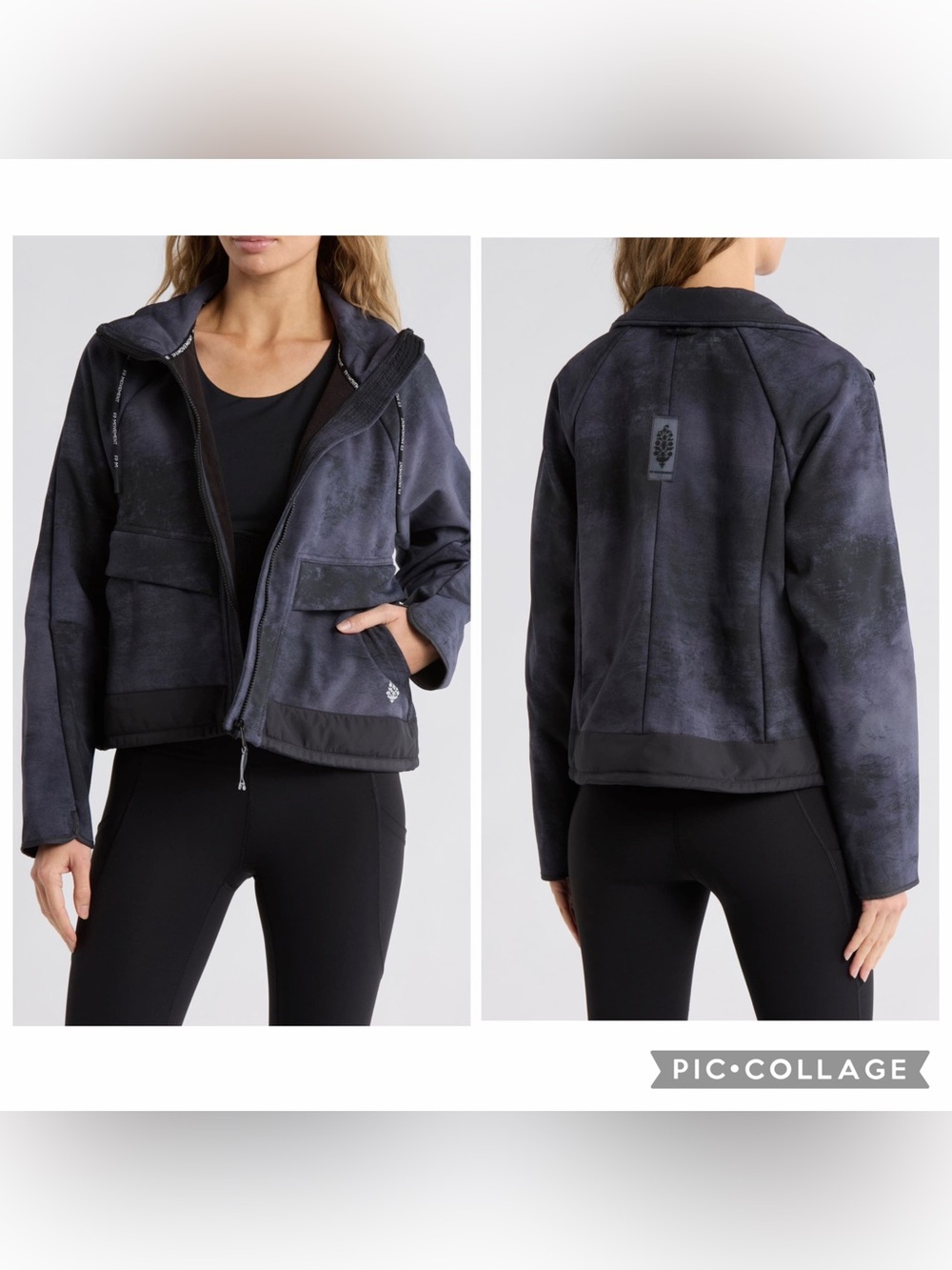 NWT new XS free people zip jacket charcoal gray black
